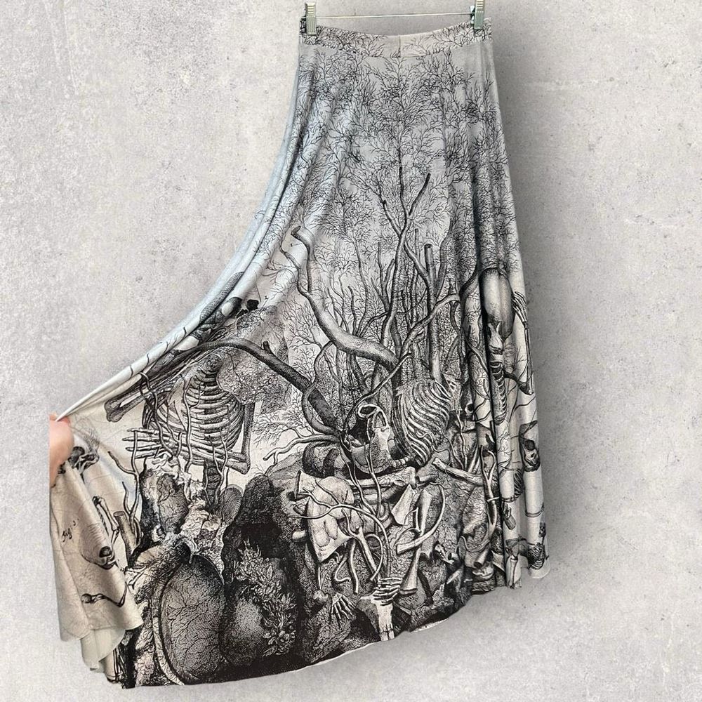 BlackMilk Black & Gray Forest Print Maxi Skirt - Medium - Picture 2 of 4